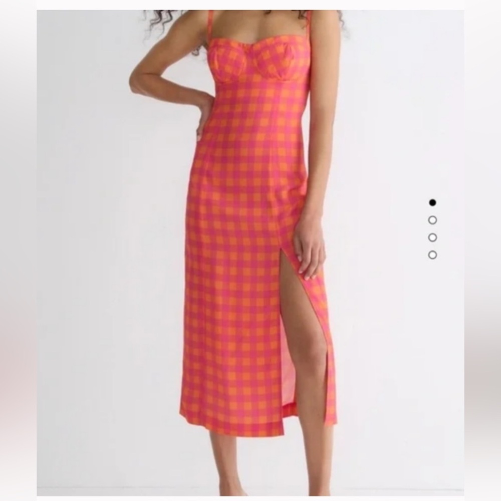 J.Crew Collection Invite Dress Pink/Orange Gingham size 6